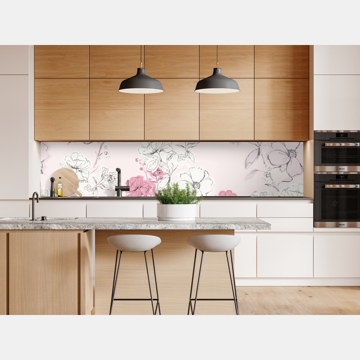 Naklejka repozycjonowalna delikatny różowy wzór kwiatowy – Wallissimo® Naklejka repozycjonowalna delikatny różowy wzór kwiatowy – Wallissimo®