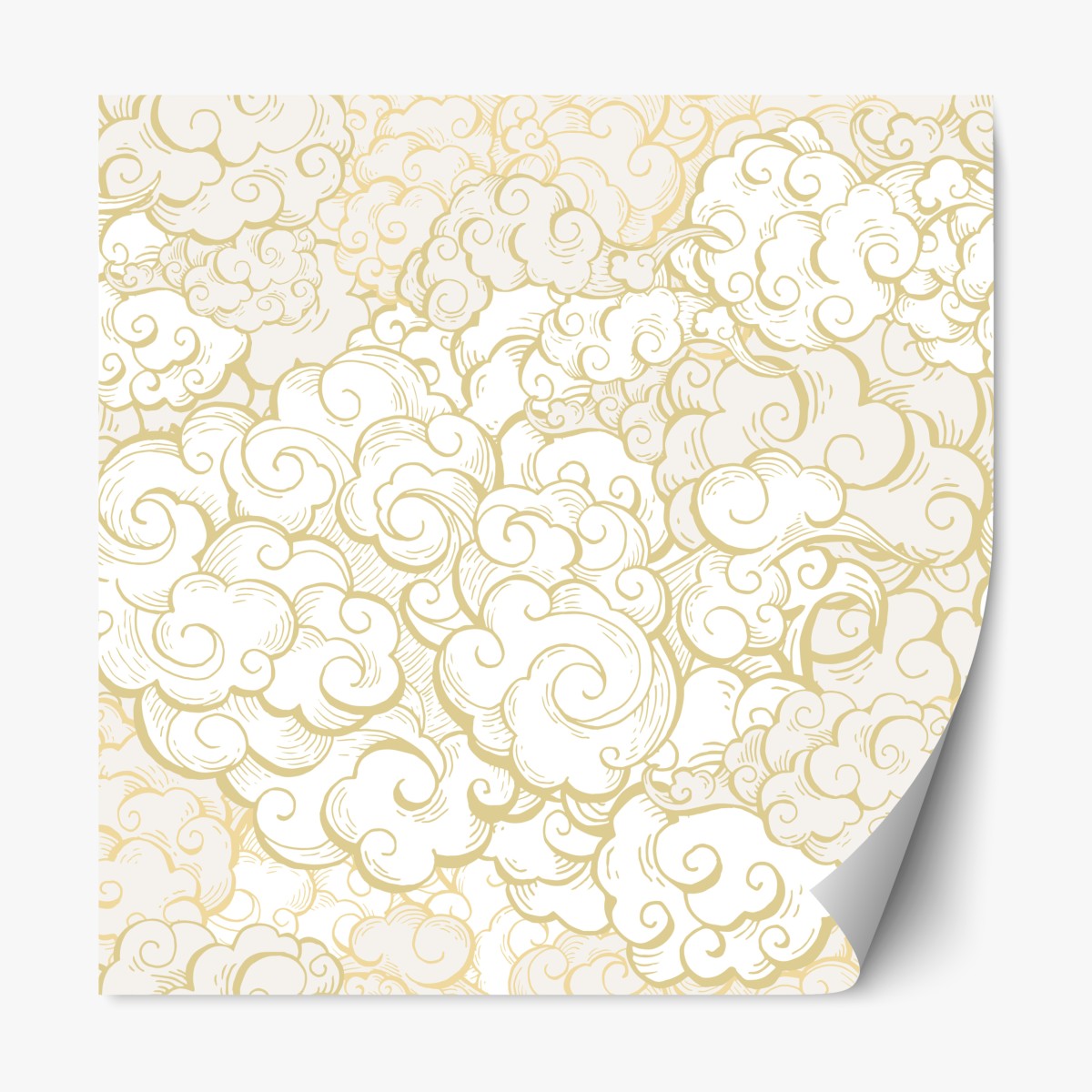 Repositionable sticker ornamental golden cloud pattern