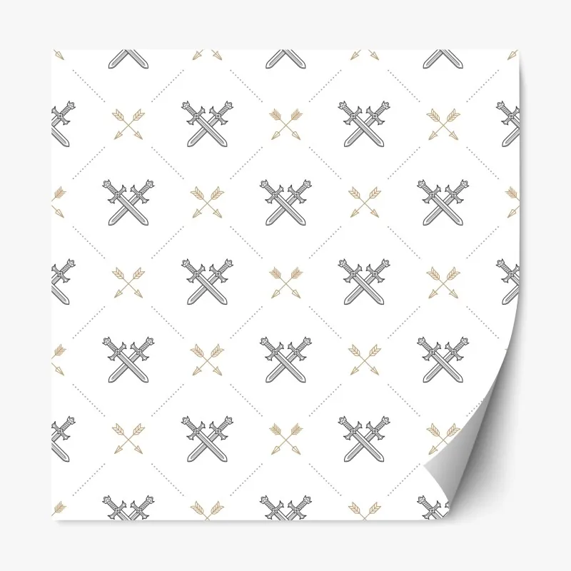 Naklejka repozycjonowalna wzór z połączonymi mieczami i strzałami