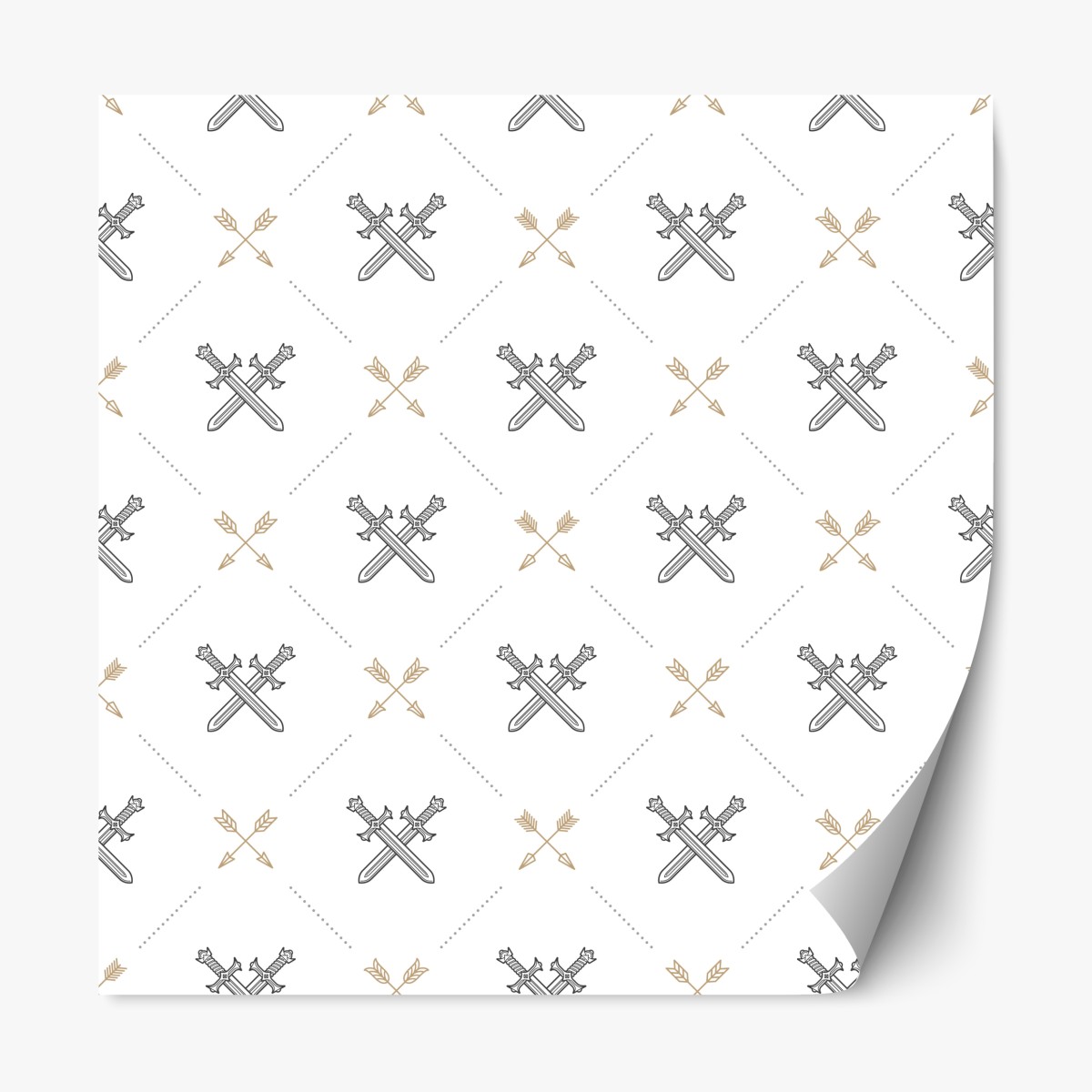 Repositionable sticker crossed swords and arrows pattern