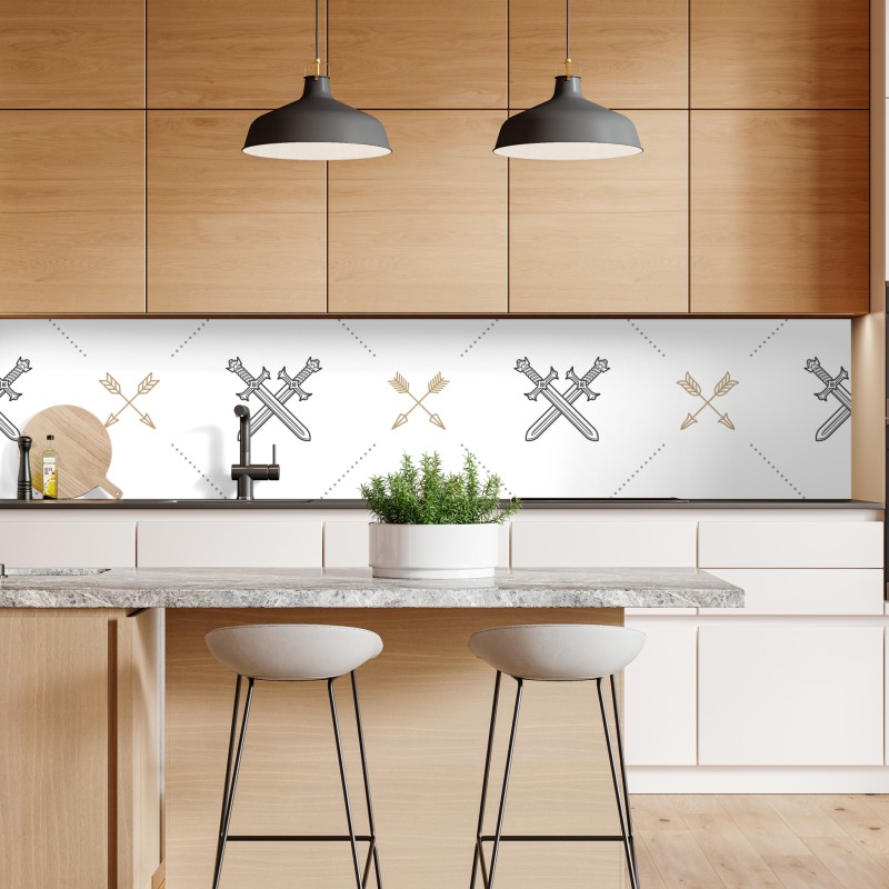 Naklejka repozycjonowalna wzór z połączonymi mieczami i strzałami – Wallissimo® Naklejka repozycjonowalna wzór z połączonymi mieczami i strzałami – Wallissimo®