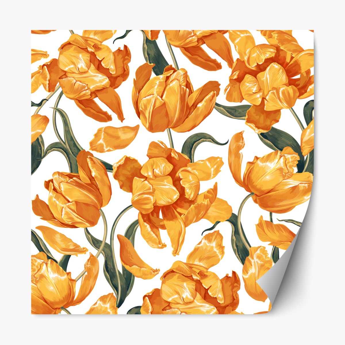 Repositionable sticker vibrant orange tulip pattern