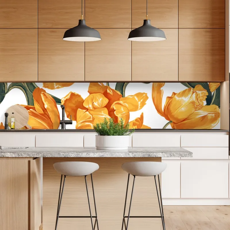 Naklejka repozycjonowalna złote tropikalne liście na beżowym tle – Wallissimo®