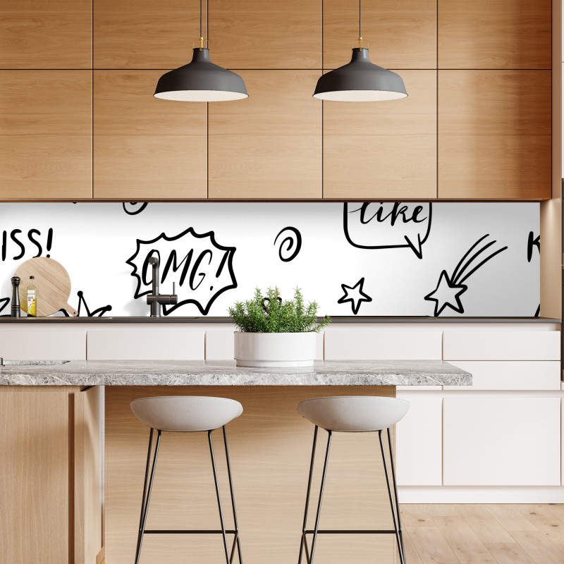 Naklejka repozycjonowalna zabawny wzór doodli z sercami i gwiazdkami – Wallissimo® Naklejka repozycjonowalna zabawny wzór doodli z sercami i gwiazdkami – Wallissimo®