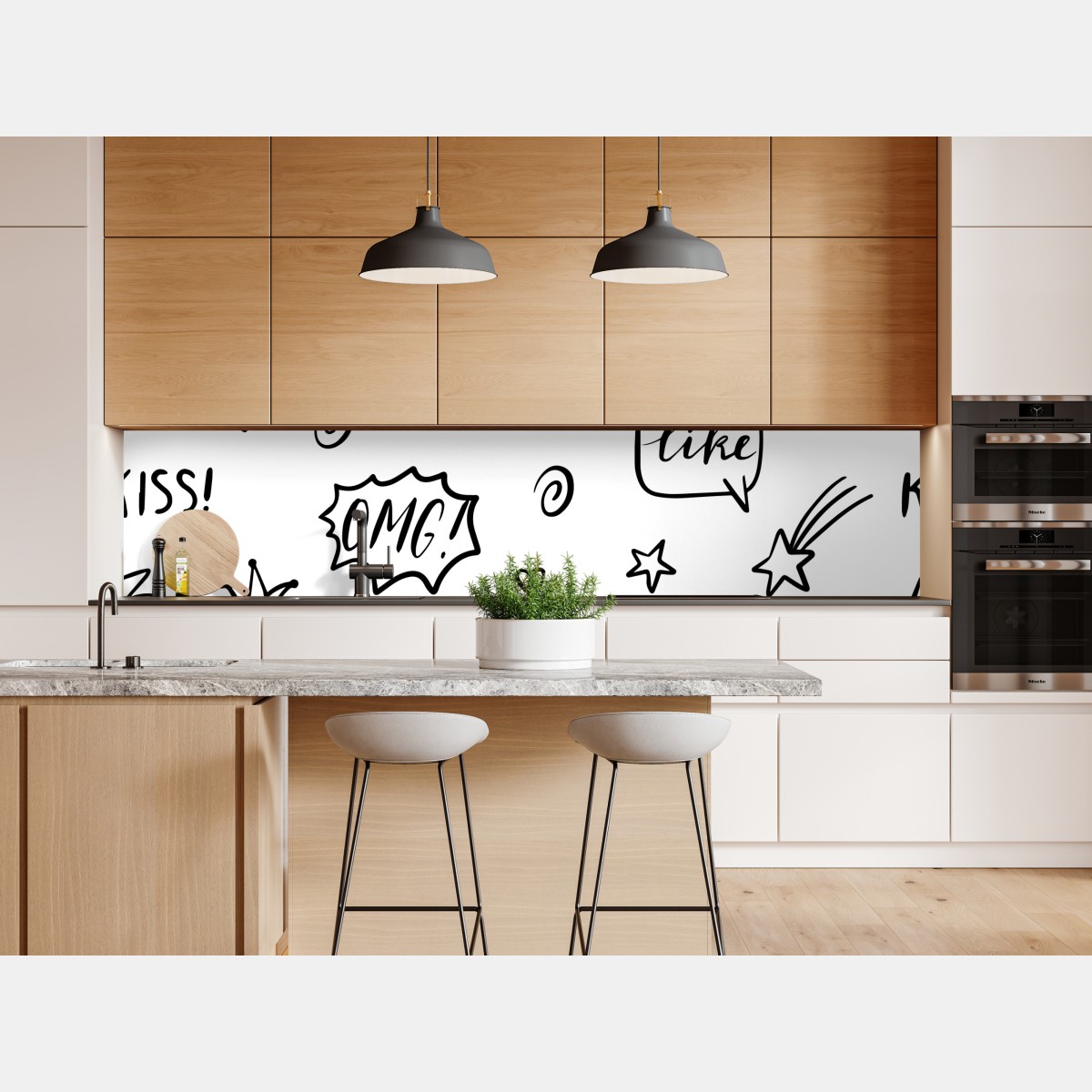 Naklejka repozycjonowalna zabawny wzór doodli z sercami i gwiazdkami – Wallissimo® Naklejka repozycjonowalna zabawny wzór doodli z sercami i gwiazdkami – Wallissimo®