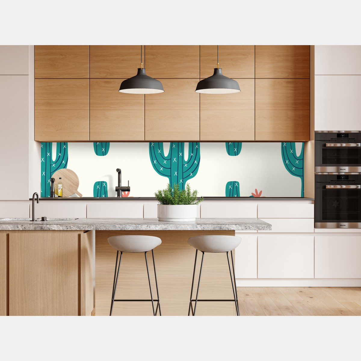 Naklejka repozycjonowalna zabawny turkusowy wzór kaktusa – Wallissimo® Naklejka repozycjonowalna zabawny turkusowy wzór kaktusa – Wallissimo®