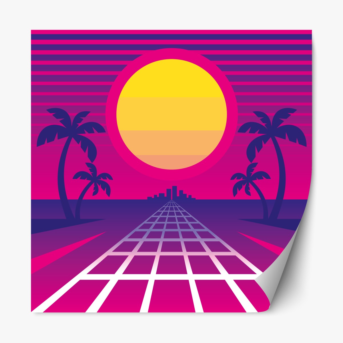 Repositionable sticker neon sunset boulevard