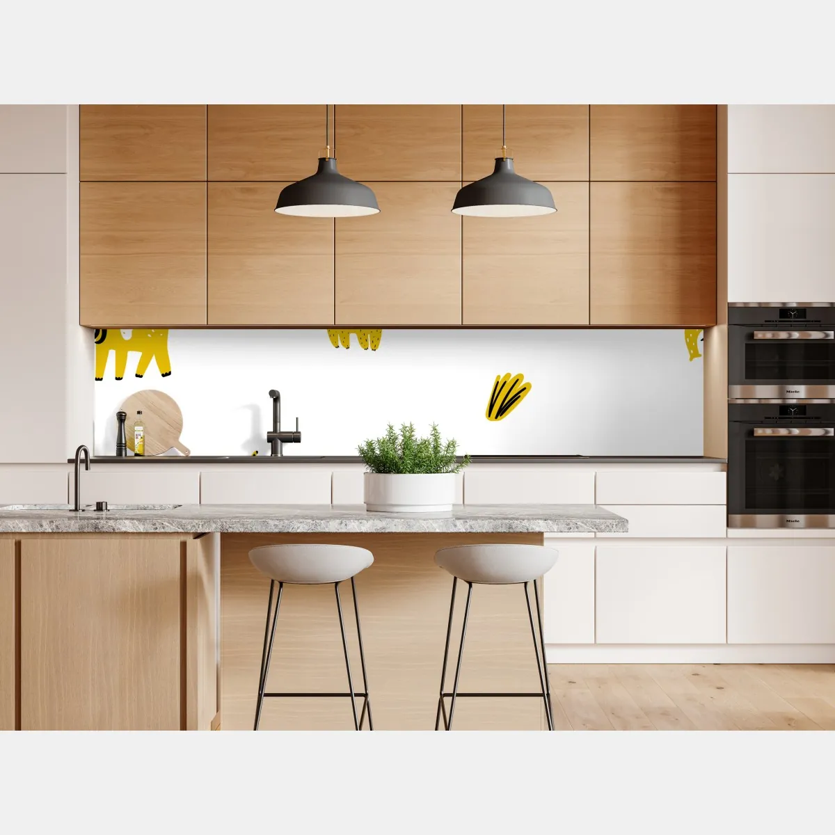 Naklejka repozycjonowalna zabawny żółty wzór z dzikimi zwierzętami – Wallissimo® Naklejka repozycjonowalna zabawny żółty wzór z dzikimi zwierzętami – Wallissimo®