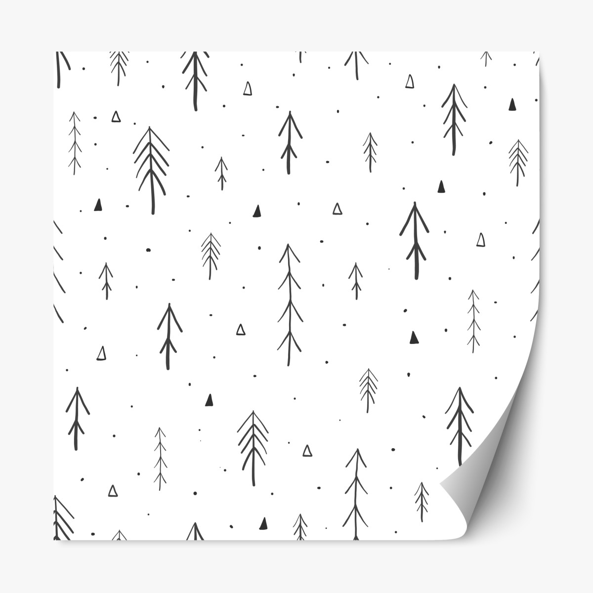 Repositionable sticker minimalist hand-drawn tree pattern