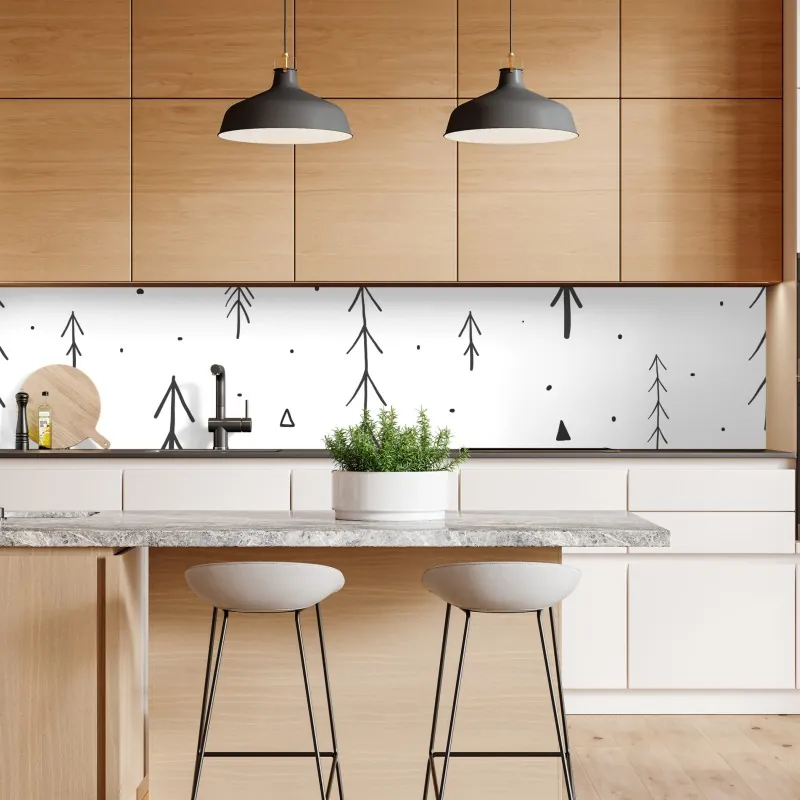 Naklejka repozycjonowalna minimalistyczny wzór z ręcznie rysowanymi drzewami – Wallissimo® Naklejka repozycjonowalna minimalistyczny wzór z ręcznie rysowanymi drzewami – Wallissimo®