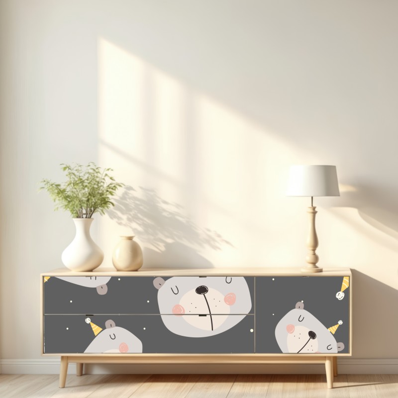 Naklejka repozycjonowalna pastelowe śpiące misie wzór do pokoju dziecięcego – Wallissimo® Naklejka repozycjonowalna pastelowe śpiące misie wzór do pokoju dziecięcego – Wallissimo®