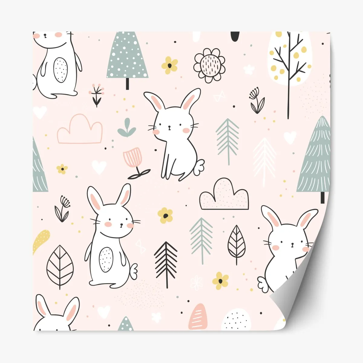 Naklejka repozycjonowalna wesoły wzór z zajączkami do pokoju dziecięcego – Wallissimo® Naklejka repozycjonowalna wesoły wzór z zajączkami do pokoju dziecięcego – Wallissimo®
