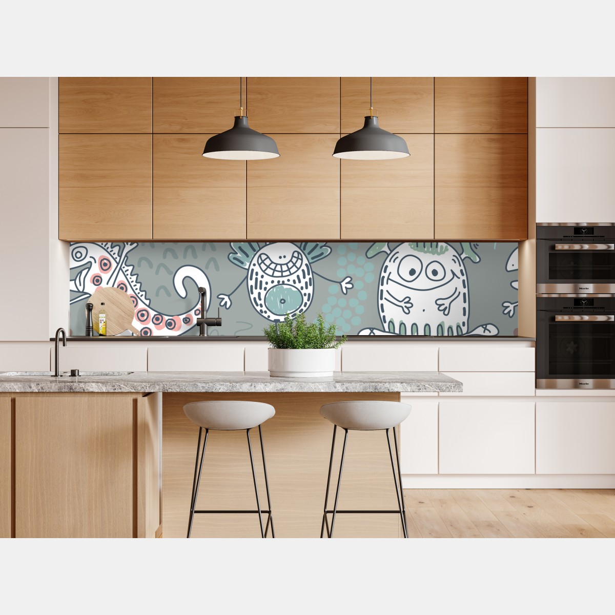 Naklejka repozycjonowalna zabawny pastelowy wzór potworów – Wallissimo® Naklejka repozycjonowalna zabawny pastelowy wzór potworów – Wallissimo®