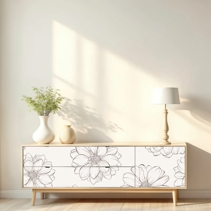 Naklejka repozycjonowalna delikatny wzór kwiatowy w odcieniach beżu – Wallissimo® Naklejka repozycjonowalna delikatny wzór kwiatowy w odcieniach beżu – Wallissimo®