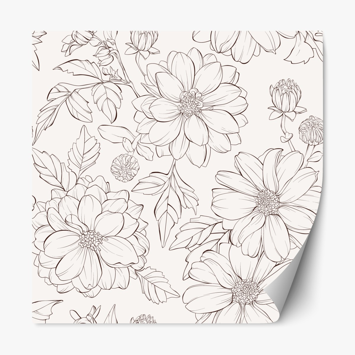 Repositionable sticker delicate botanical line florals