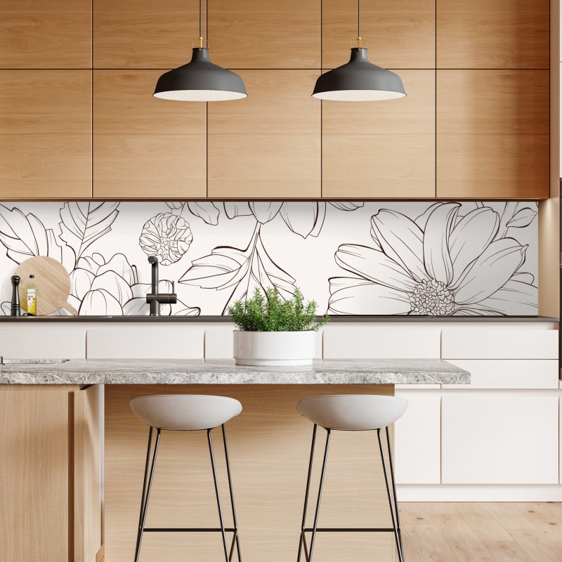 Naklejka repozycjonowalna delikatny botaniczny rysunek kwiatowy – Wallissimo® Naklejka repozycjonowalna delikatny botaniczny rysunek kwiatowy – Wallissimo®