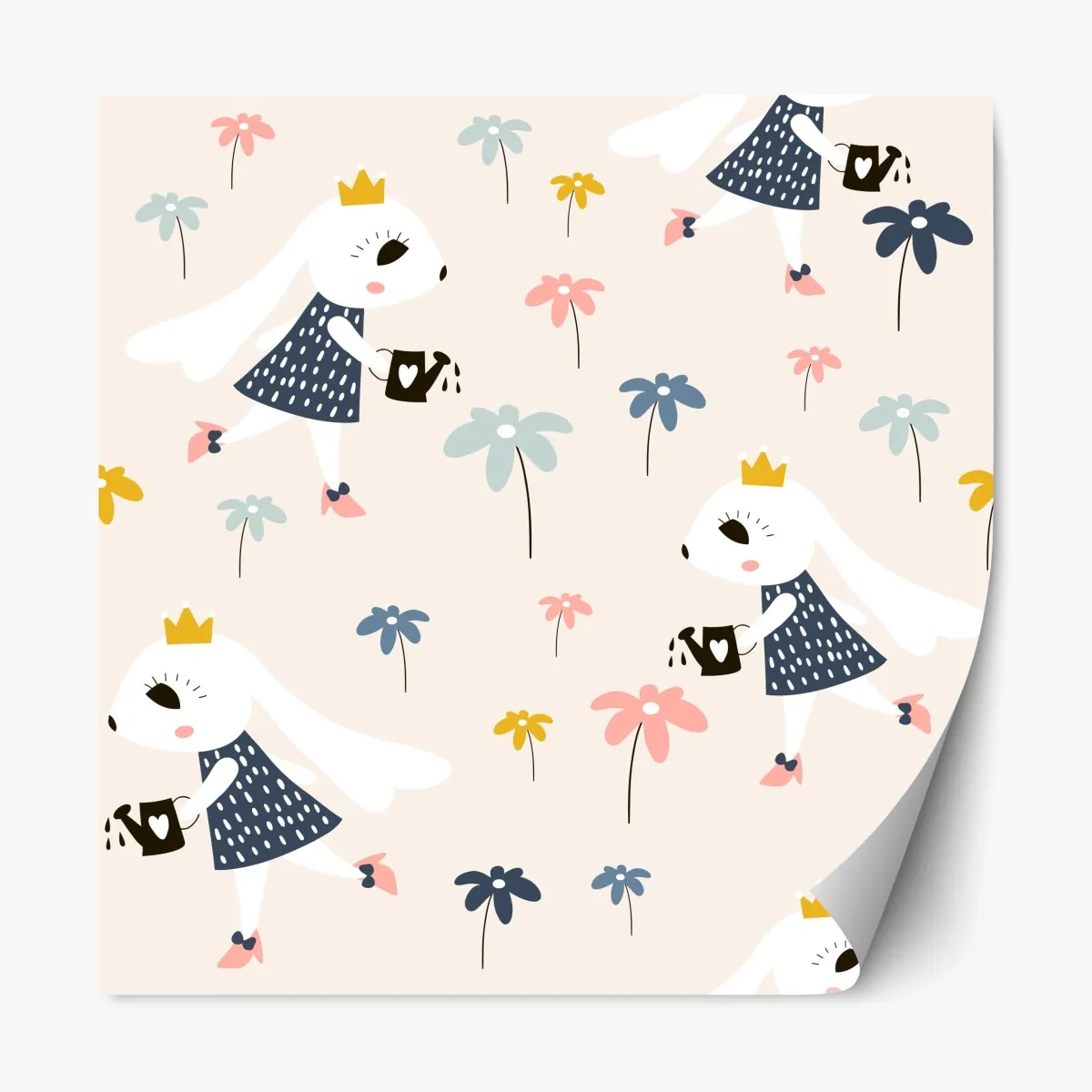 Naklejka repozycjonowalna mała króliczka księżniczka wzór – Wallissimo® Naklejka repozycjonowalna mała króliczka księżniczka wzór – Wallissimo®