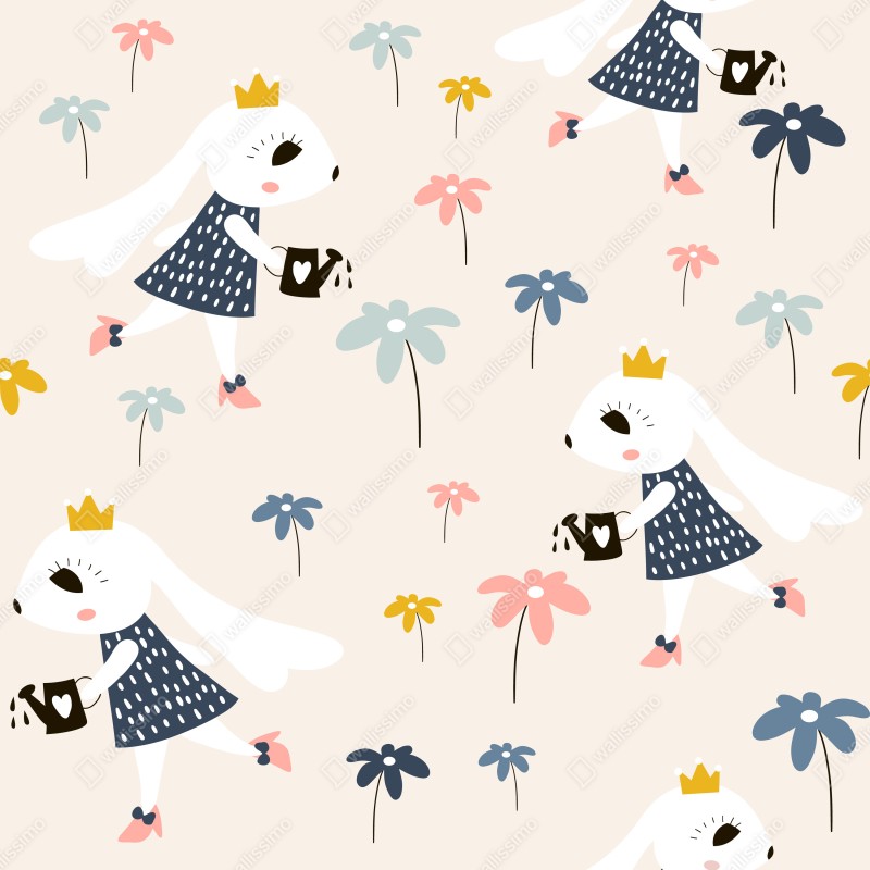 Naklejka repozycjonowalna mała króliczka księżniczka wzór – Wallissimo® Naklejka repozycjonowalna mała króliczka księżniczka wzór – Wallissimo®