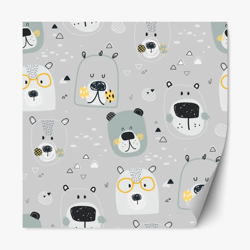 Naklejka repozycjonowalna wzór z zabawnymi misiami do pokoju dziecięcego