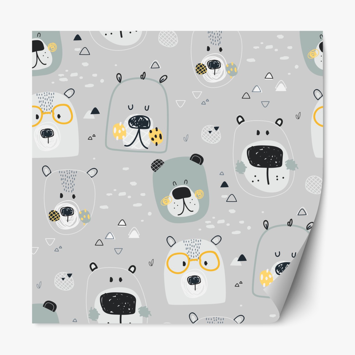 Repositionable sticker playful bear pattern nursery print