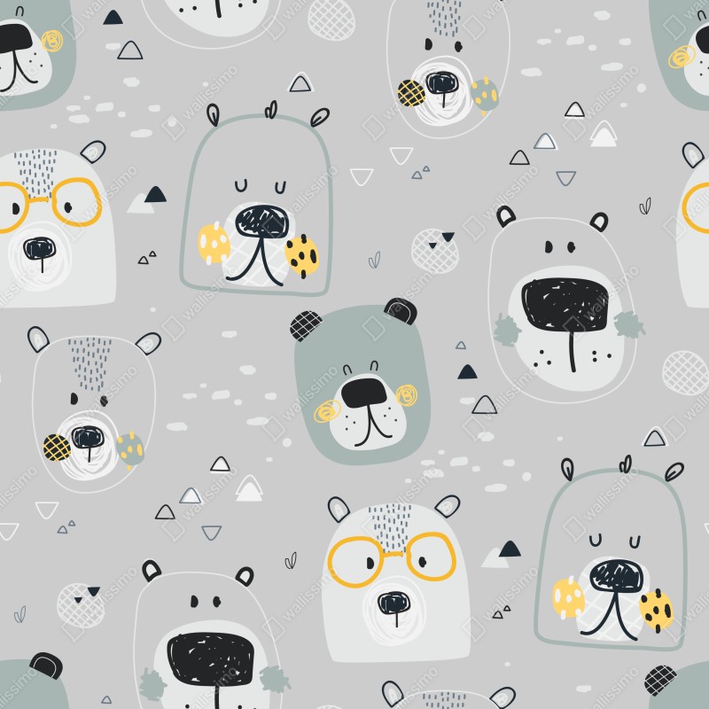 Naklejka repozycjonowalna wzór z zabawnymi misiami do pokoju dziecięcego – Wallissimo® Naklejka repozycjonowalna wzór z zabawnymi misiami do pokoju dziecięcego – Wallissimo®