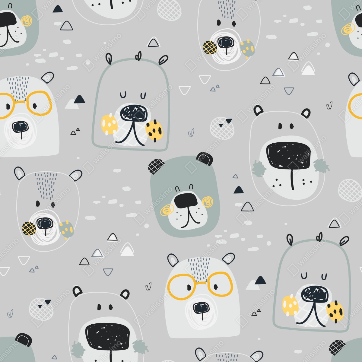Naklejka repozycjonowalna wzór z zabawnymi misiami do pokoju dziecięcego – Wallissimo® Naklejka repozycjonowalna wzór z zabawnymi misiami do pokoju dziecięcego – Wallissimo®