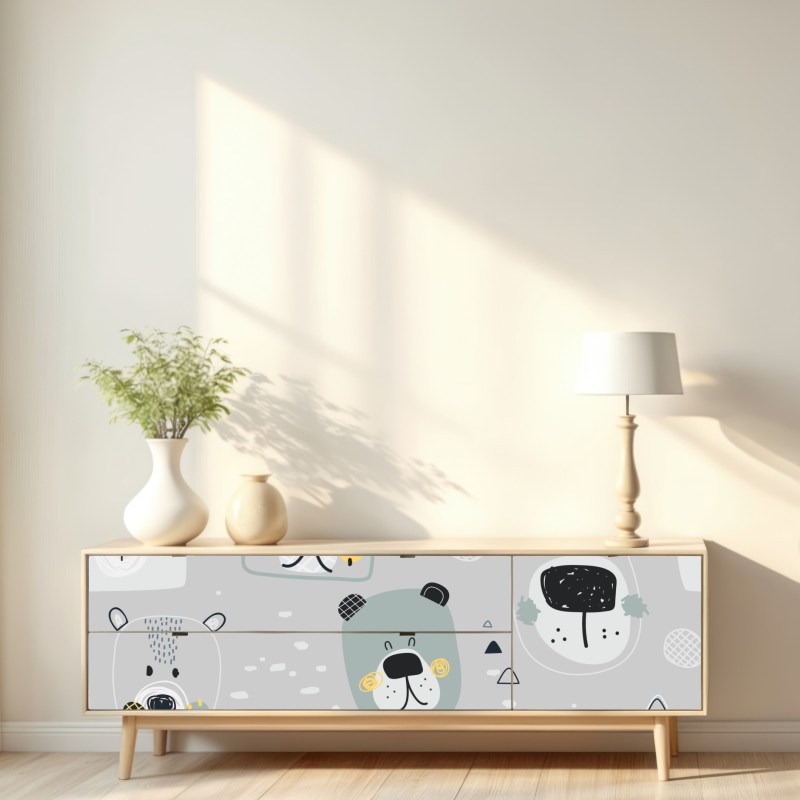 Naklejka repozycjonowalna wzór z zabawnymi misiami do pokoju dziecięcego – Wallissimo® Naklejka repozycjonowalna wzór z zabawnymi misiami do pokoju dziecięcego – Wallissimo®