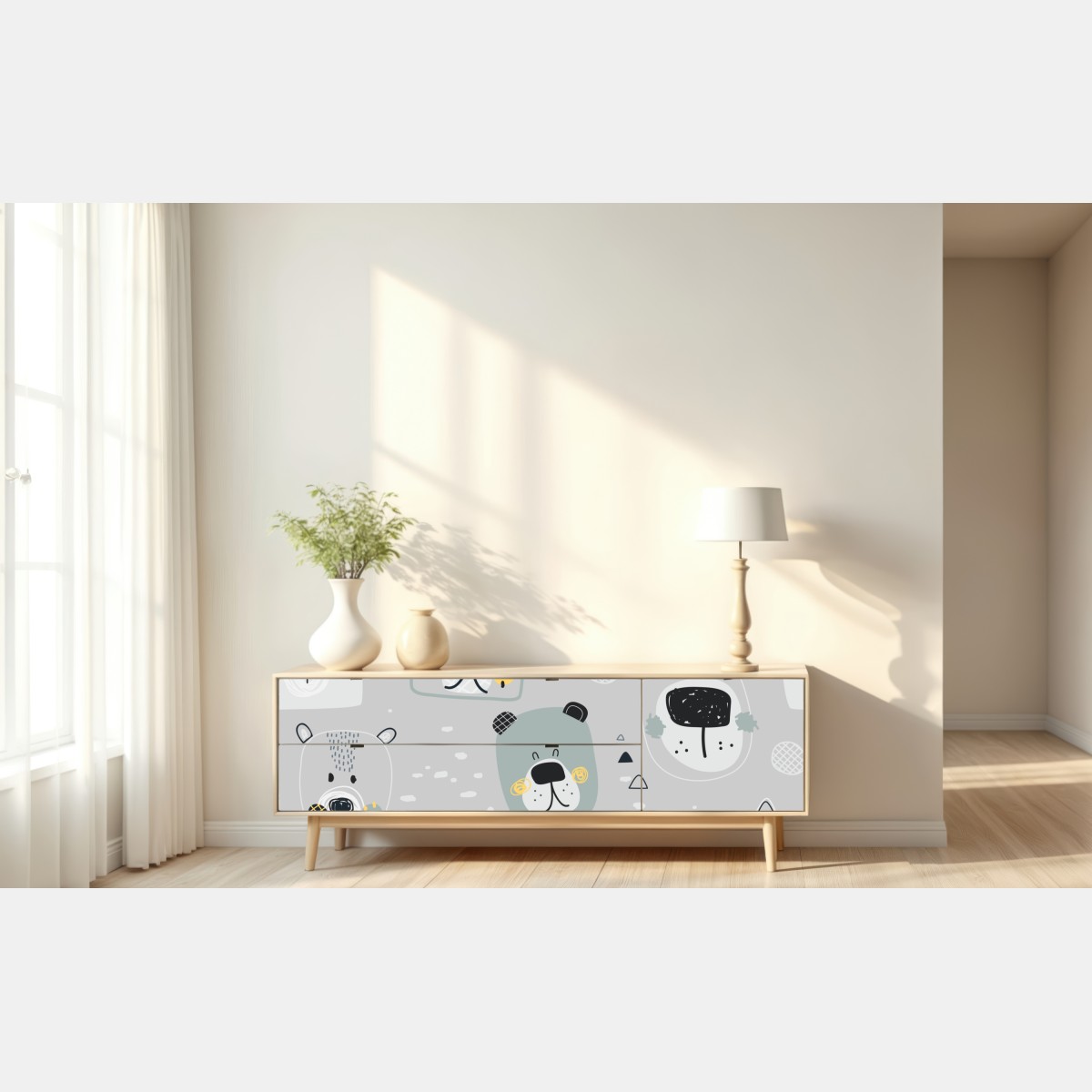 Naklejka repozycjonowalna wzór z zabawnymi misiami do pokoju dziecięcego – Wallissimo® Naklejka repozycjonowalna wzór z zabawnymi misiami do pokoju dziecięcego – Wallissimo®