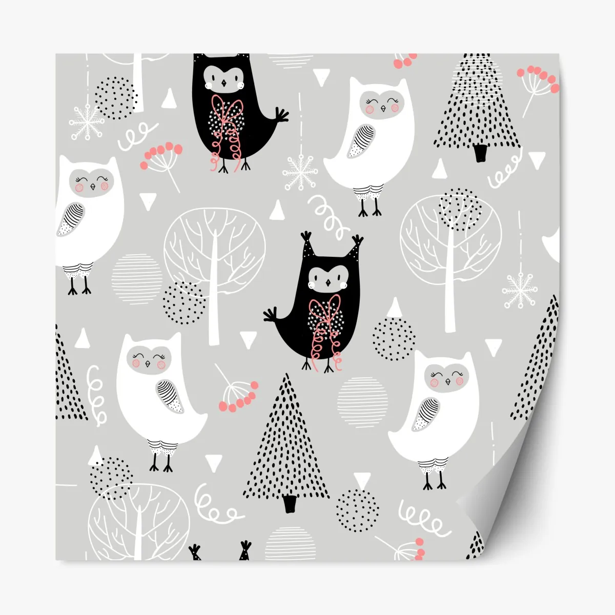 Naklejka repozycjonowalna skandynawski wzór z sówkami do pokoju dziecięcego – Wallissimo® Naklejka repozycjonowalna skandynawski wzór z sówkami do pokoju dziecięcego – Wallissimo®