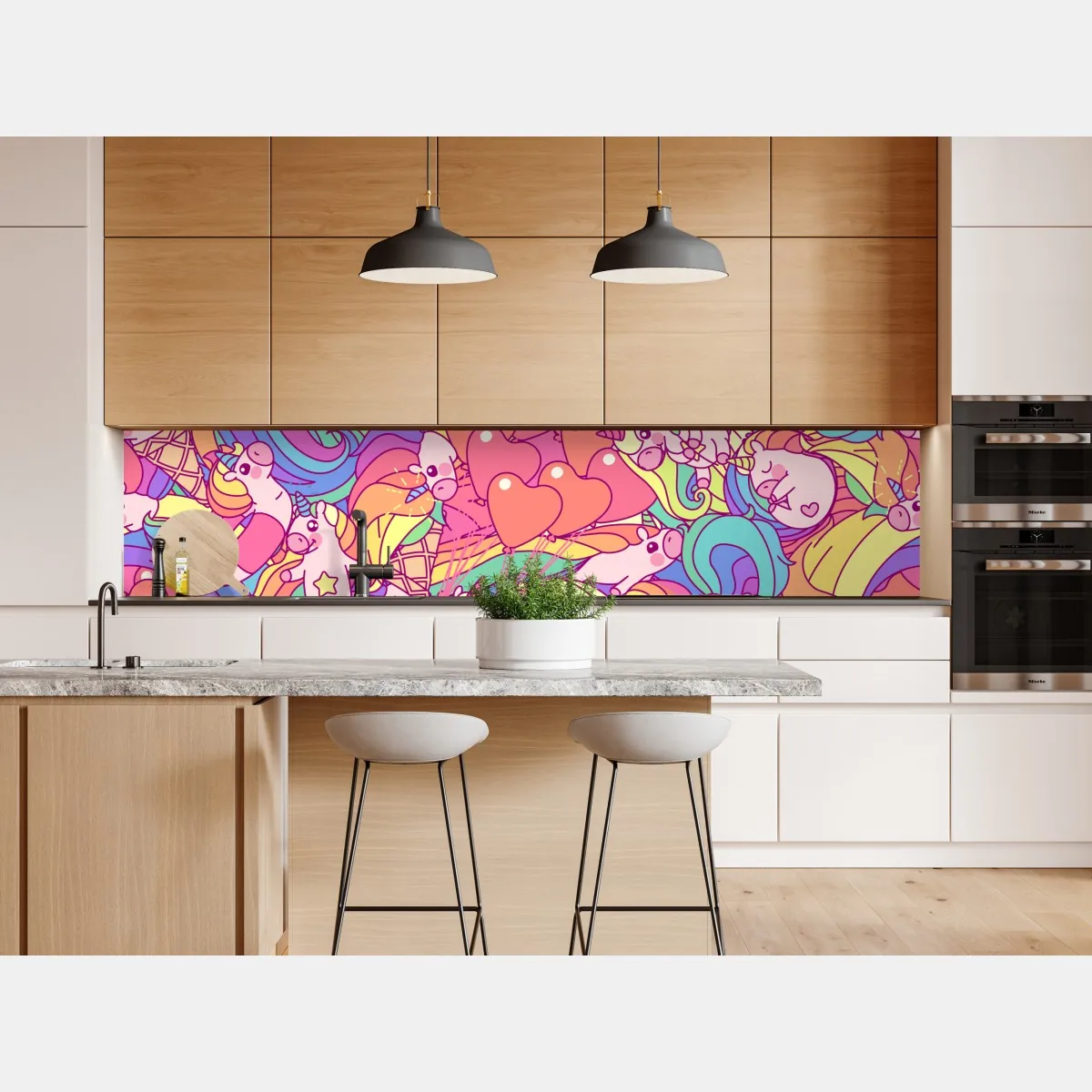 Naklejka repozycjonowalna pastelowy wzór z jednorożcami – Wallissimo® Naklejka repozycjonowalna pastelowy wzór z jednorożcami – Wallissimo®