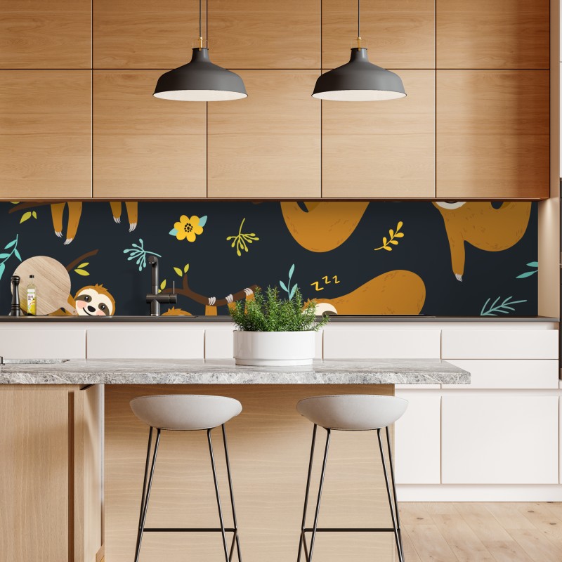 Naklejka repozycjonowalna słodki wzór z leniwcami do pokoju dziecka – Wallissimo® Naklejka repozycjonowalna słodki wzór z leniwcami do pokoju dziecka – Wallissimo®