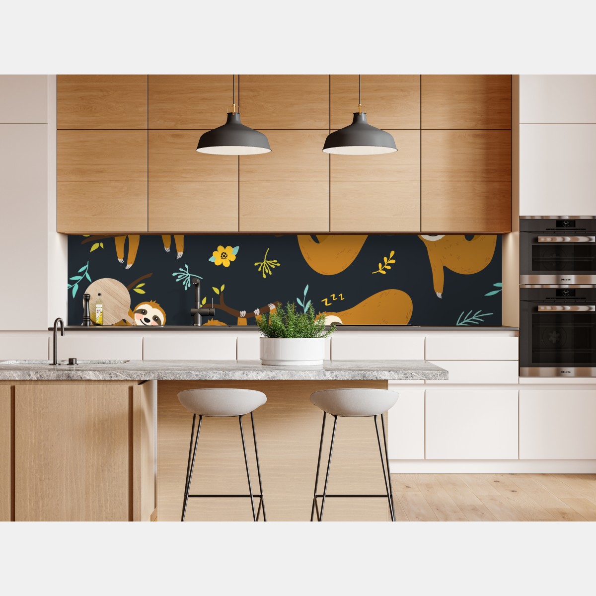 Naklejka repozycjonowalna słodki wzór z leniwcami do pokoju dziecka – Wallissimo® Naklejka repozycjonowalna słodki wzór z leniwcami do pokoju dziecka – Wallissimo®