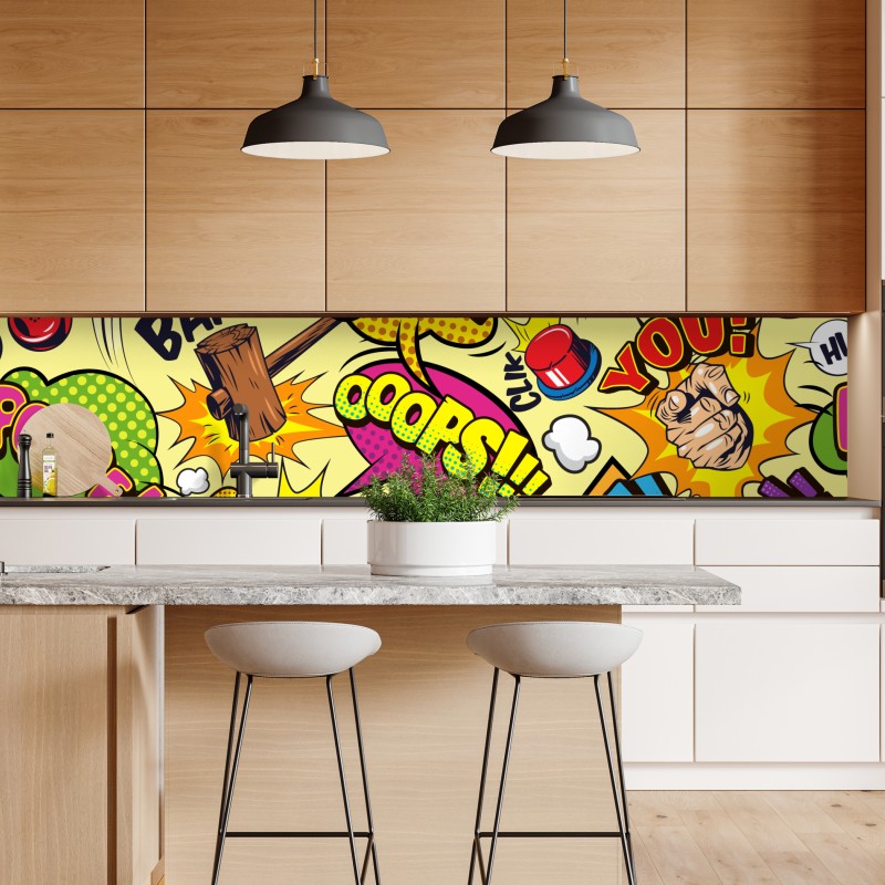 Naklejka repozycjonowalna retro kolaż komiksowy w stylu pop-art – Wallissimo® Naklejka repozycjonowalna retro kolaż komiksowy w stylu pop-art – Wallissimo®