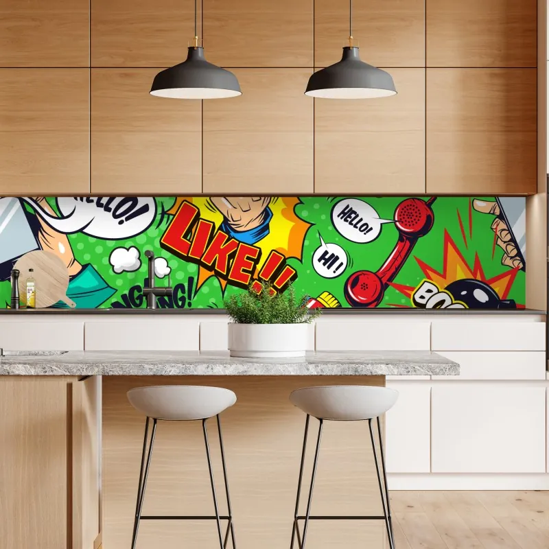 Naklejka repozycjonowalna zachód słońca nad Palm Jumeirah widok z lotu ptaka – Wallissimo®