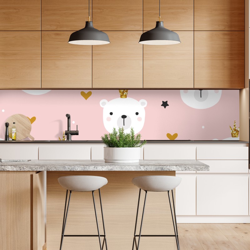 Naklejka repozycjonowalna słodki wzór z niedźwiedziami w koronach do pokoju dziecka – Wallissimo® Naklejka repozycjonowalna słodki wzór z niedźwiedziami w koronach do pokoju dziecka – Wallissimo®