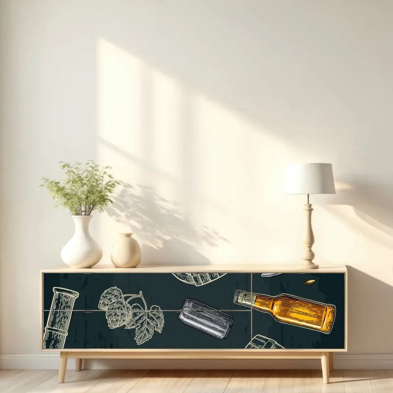 Naklejka repozycjonowalna vintage wzór piwa i browaru – Wallissimo® Naklejka repozycjonowalna vintage wzór piwa i browaru – Wallissimo®