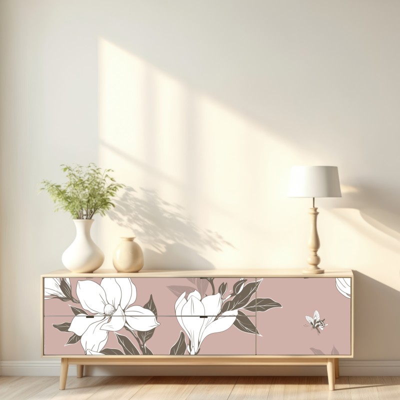 Naklejka repozycjonowalna delikatny wzór z magnoliami – Wallissimo® Naklejka repozycjonowalna delikatny wzór z magnoliami – Wallissimo®