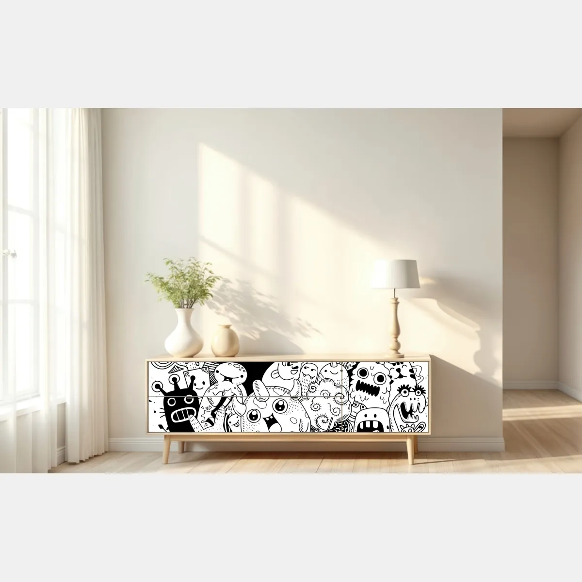 Naklejka repozycjonowalna zabawny rysunek z potworami – Wallissimo® Naklejka repozycjonowalna zabawny rysunek z potworami – Wallissimo®