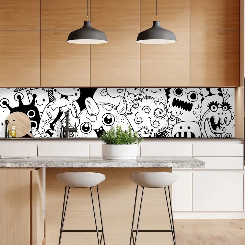 Naklejka repozycjonowalna zabawny rysunek z potworami – Wallissimo® Naklejka repozycjonowalna zabawny rysunek z potworami – Wallissimo®