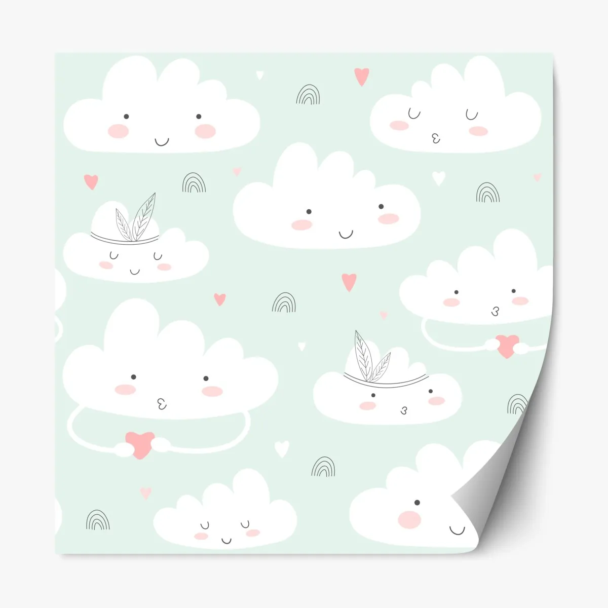 Naklejka repozycjonowalna uśmiechnięte chmurki pastelowy wzór – Wallissimo® Naklejka repozycjonowalna uśmiechnięte chmurki pastelowy wzór – Wallissimo®