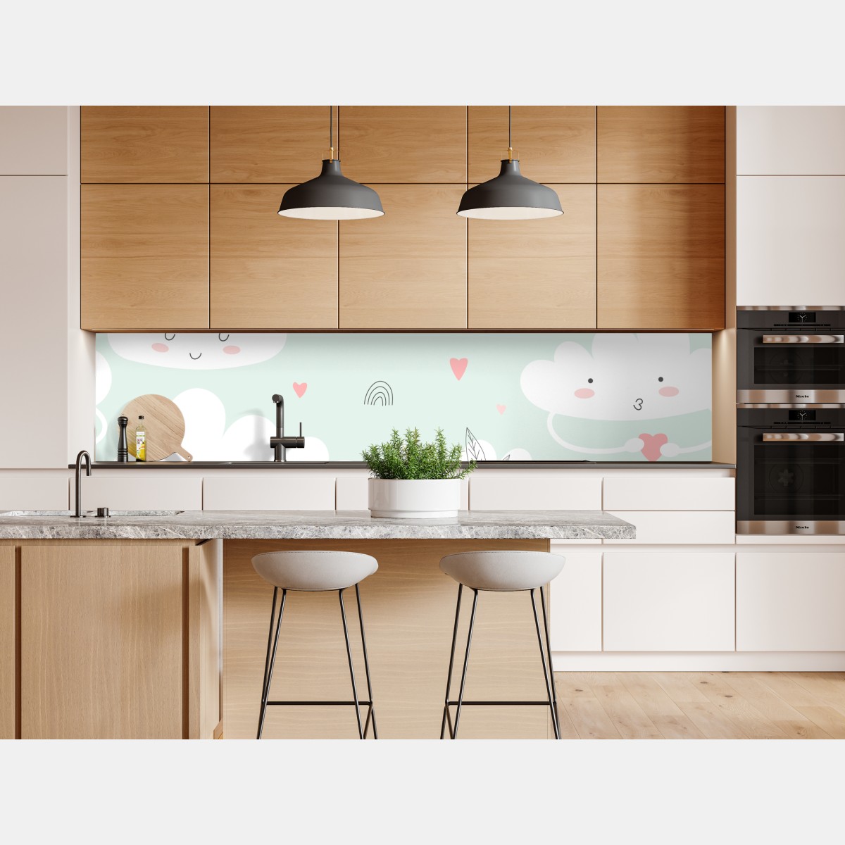 Naklejka repozycjonowalna uśmiechnięte chmurki pastelowy wzór – Wallissimo® Naklejka repozycjonowalna uśmiechnięte chmurki pastelowy wzór – Wallissimo®