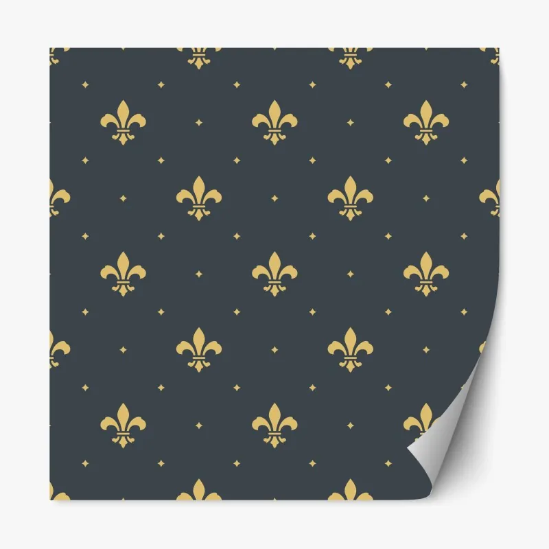 Naklejka repozycjonowalna złoty wzór lilii na ciemnym tle