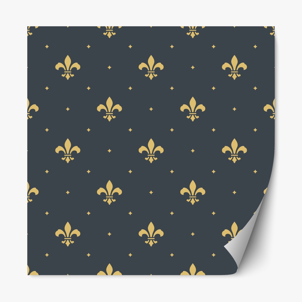 Repositionable sticker gold fleur-de-lis seamless pattern on dark background