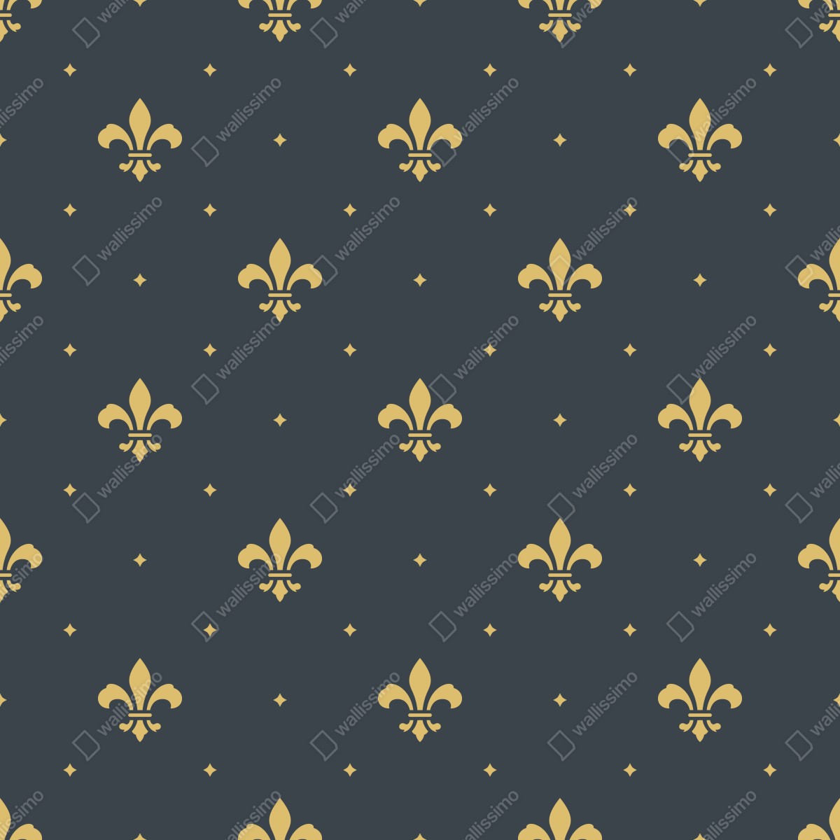 Naklejka repozycjonowalna złoty wzór lilii na ciemnym tle – Wallissimo® Naklejka repozycjonowalna złoty wzór lilii na ciemnym tle – Wallissimo®