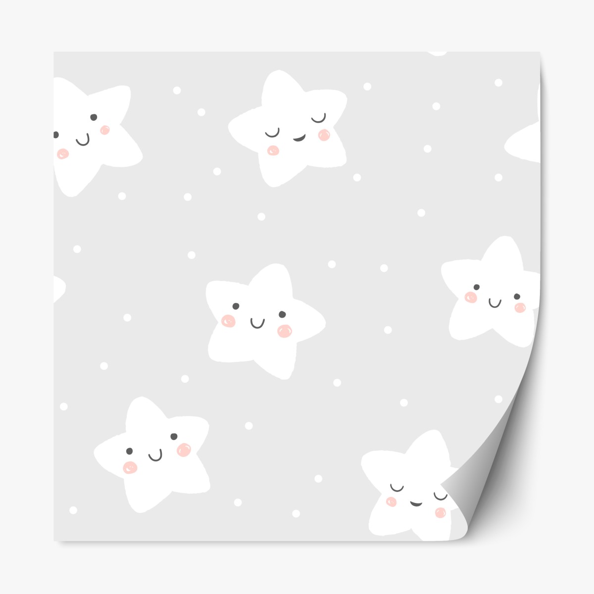 Repositionable sticker cute smiling stars nursery pattern