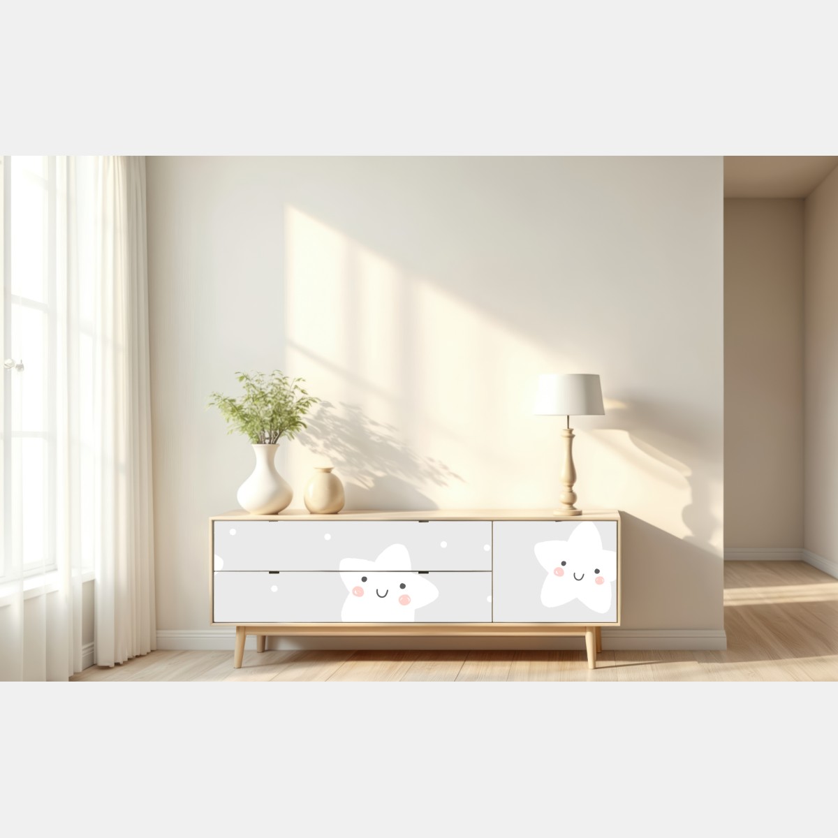 Naklejka repozycjonowalna urocze uśmiechnięte gwiazdki do pokoju dziecięcego – Wallissimo® Naklejka repozycjonowalna urocze uśmiechnięte gwiazdki do pokoju dziecięcego – Wallissimo®