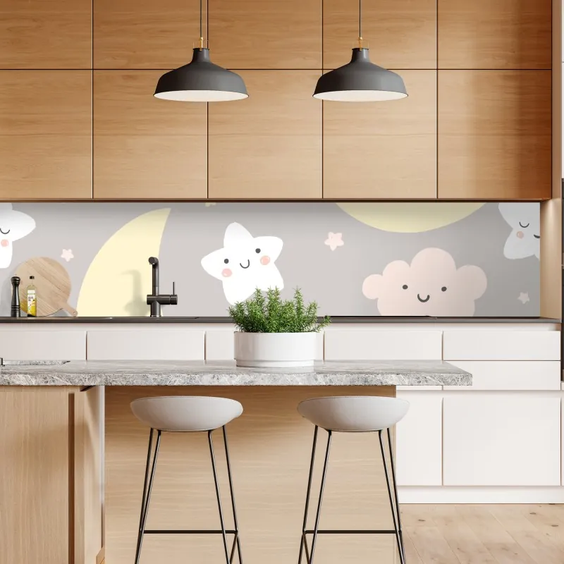 Naklejka repozycjonowalna senny księżyc i gwiazdki wzór do pokoju dziecięcego – Wallissimo® Naklejka repozycjonowalna senny księżyc i gwiazdki wzór do pokoju dziecięcego – Wallissimo®