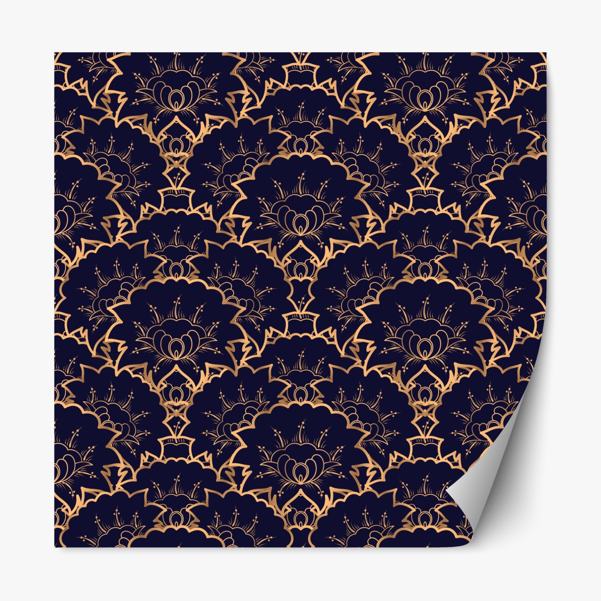 Repositionable sticker luxury gold floral pattern on navy