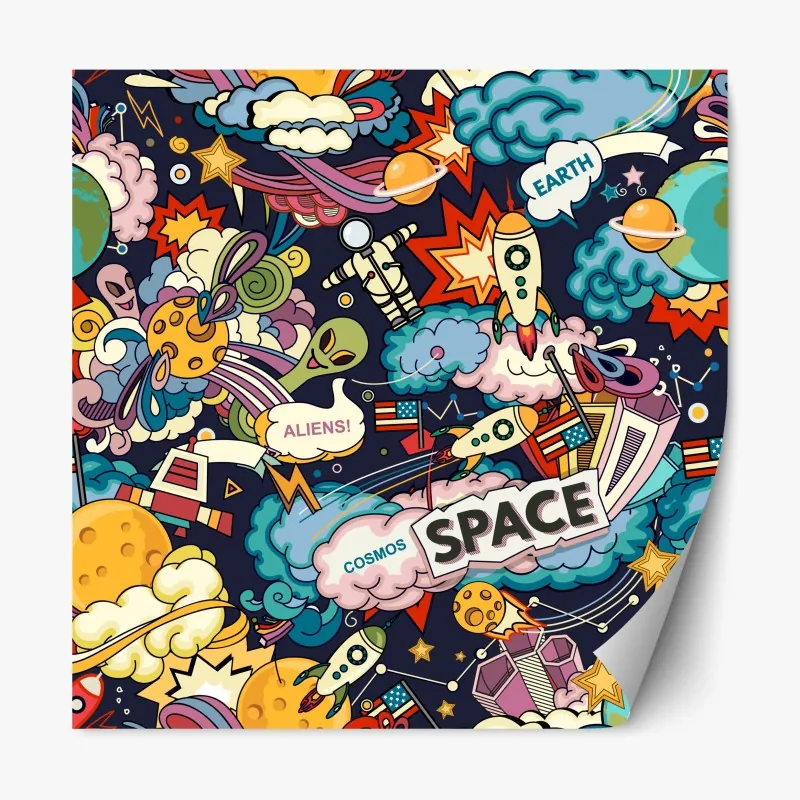 Naklejka repozycjonowalna unoszące się pęcherzyki oleju na głębokim gradiencie – Wallissimo®