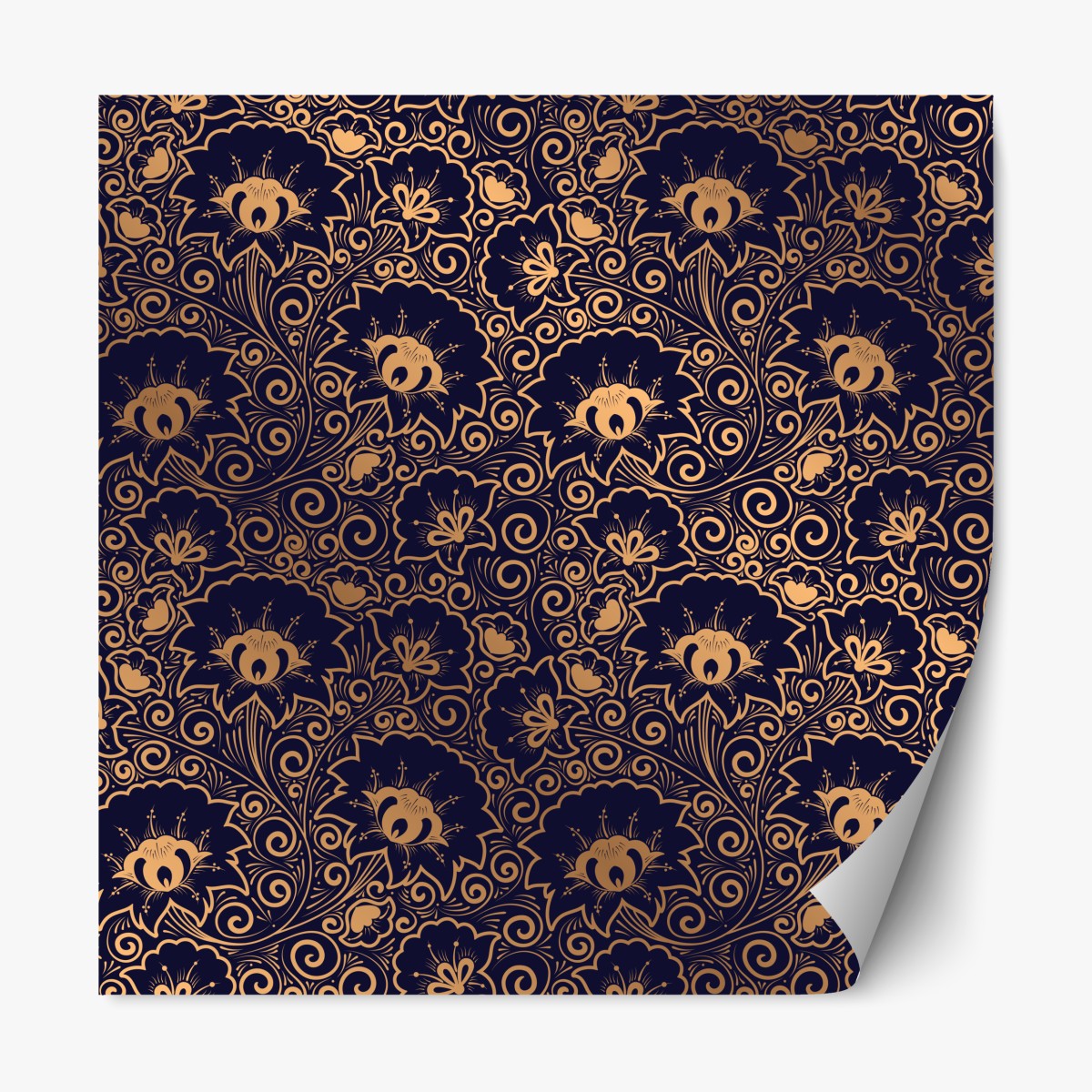 Repositionable sticker luxury gold floral pattern on dark background